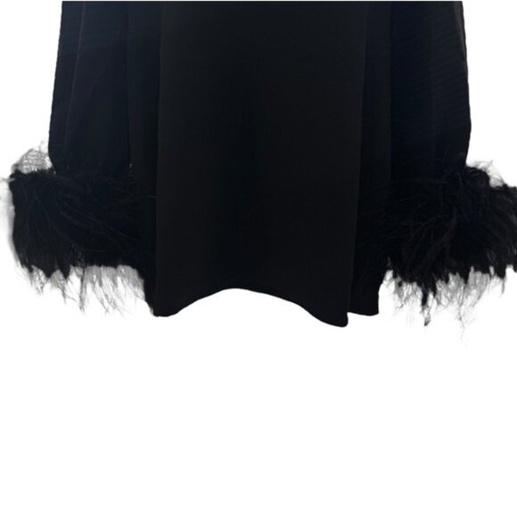 Tuckernuck Black V-Neck Blouse with Feather Trim Cuffs - Picture 7 of 12
